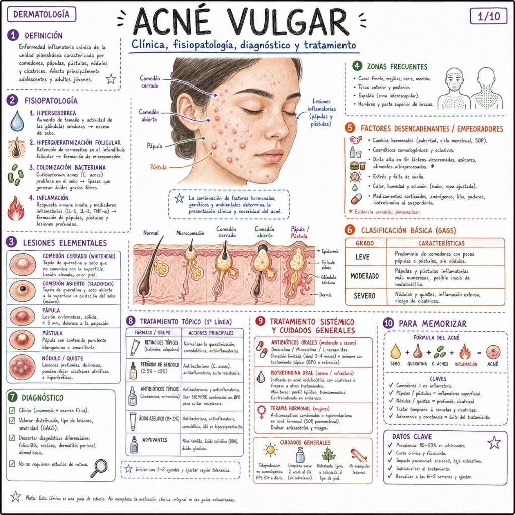 Acné Vulgar: Clínica, fisiopatología, diagnóstico y tratamiento