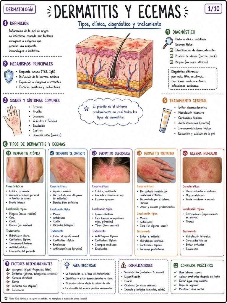 Dermatitis y Eccemas: Tipos, clínica y esquemas
