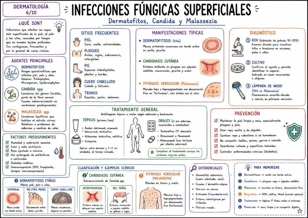 Infecciones Fúngicas Superficiales: Dermatofitos, Candida y Malassezia