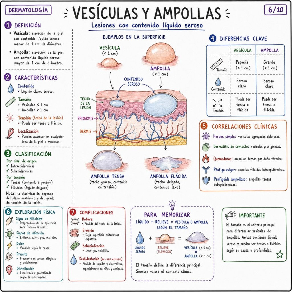 Vesículas y Ampollas: Lesiones con contenido líquido seroso