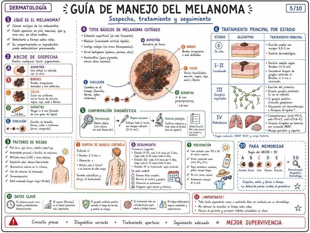 Guía de Manejo del Melanoma: Criterios ABCDE y tratamiento