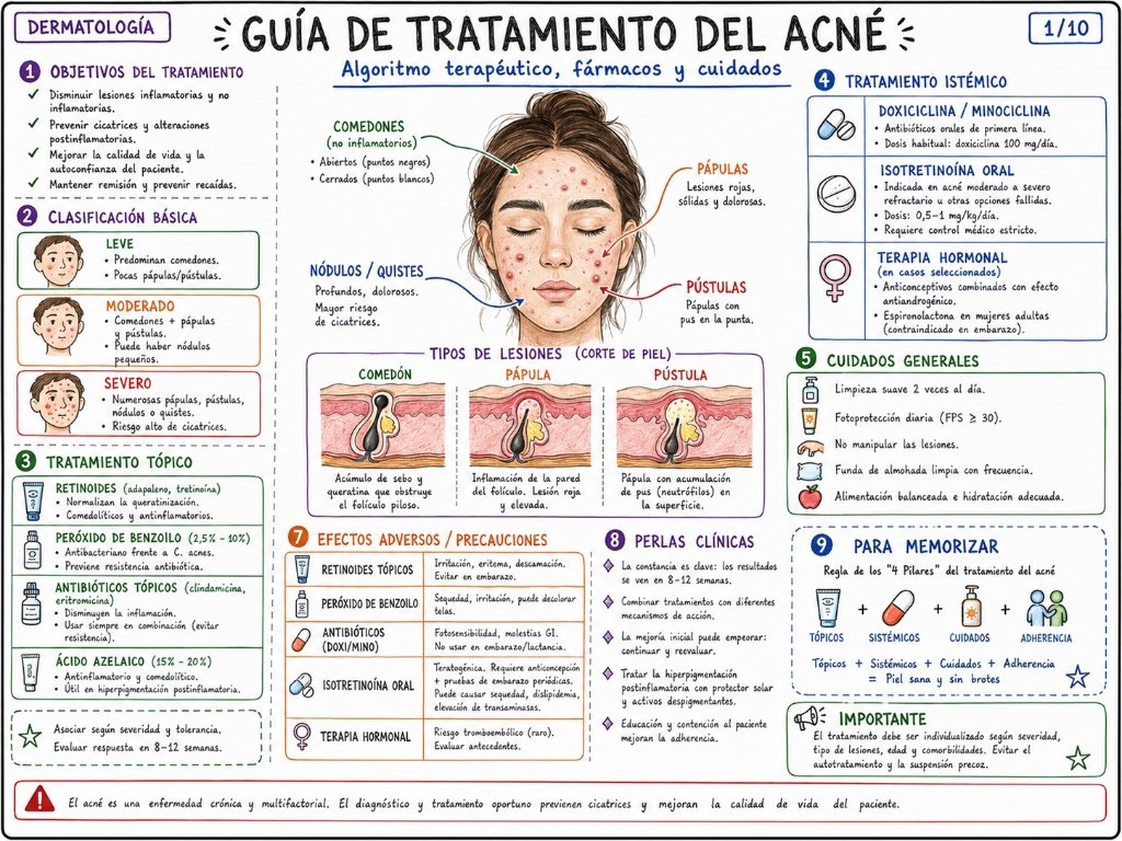 Guía de Tratamiento del Acné: Algoritmo terapéutico y fármacos
